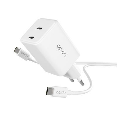 Epico UltraBoost EA45 45W GaN síťová rychlonabíječka + 1,2m USB-C kabel - bílá
