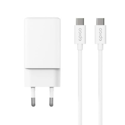Epico UltraBoost EA45 45W GaN síťová rychlonabíječka + 1,2m USB-C kabel - bílá