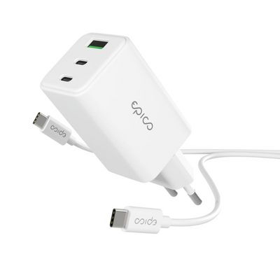 Epico UltraBoost EA65 65W GaN síťová rychlonabíječka + 1,2m kabel - bílá