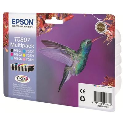 Epson T0807 multipack CLARIA pro Stylus Photo PX650,PX700W,PX710W,PX800FW,PX810FW,R265,R285,R360,RX585,RX68 - originální