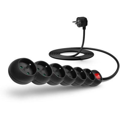 Connect IT prodlužovací kabel 230 V, 6 zásuvek, 3m, s vypínačem (černý)