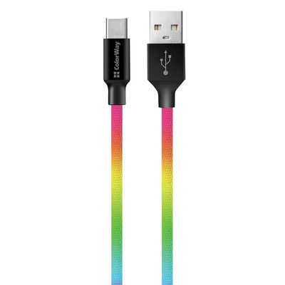 ColorWay USB-C kabel 1m 2.4A, vícebarevný