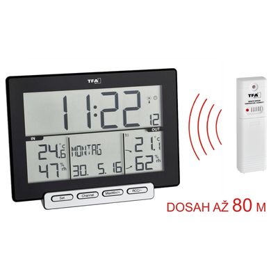 TFA Teploměr a vlhkoměr s bezdrátovým senzorem 30.3058.01 TRINITY - rozbalené / použité