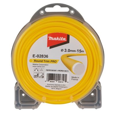 Makita struna nylonová Pro 3,0mm, 15m, žlutá, kulatá