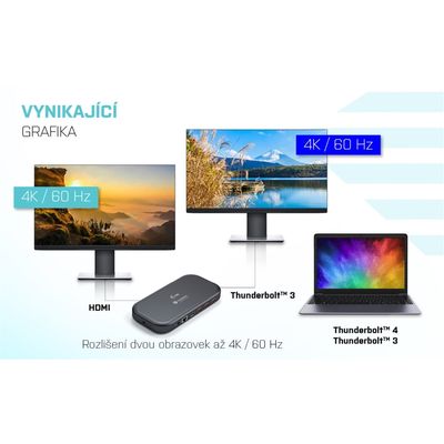 i-tec Thunderbolt 3 Dual 4K Docking Station, Power Delivery 60W - rozbalené / použité