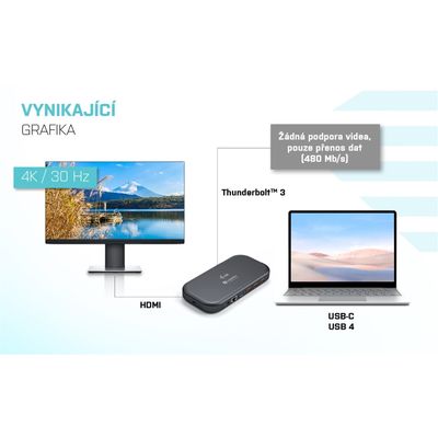 i-tec Thunderbolt 3 Dual 4K Docking Station, Power Delivery 60W - rozbalené / použité