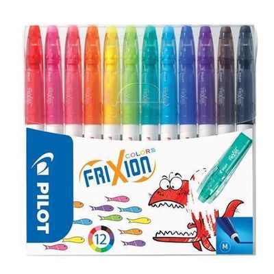 PILOT Fixy Frixion Colors, sada,12 barev, 0,39-0,7 mm, vymazatelný