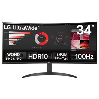 LG monitor 34WR50QK-B VA 34 QHD zakřivený / 3440x1440 /21:9/ 300 cd/m2/ 5ms (GtG)/ HDMI /DP/on screen control /HDR 10
