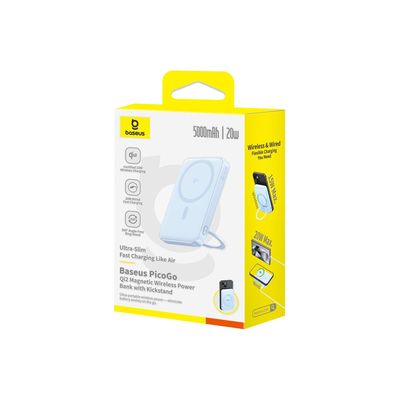 Bezdrátová powerbanka Baseus PicoGo Qi2 5000mAh, 20W modrá