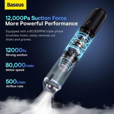 Akumulátorový vysavač do auta Baseus A3lite 12000Pa černý