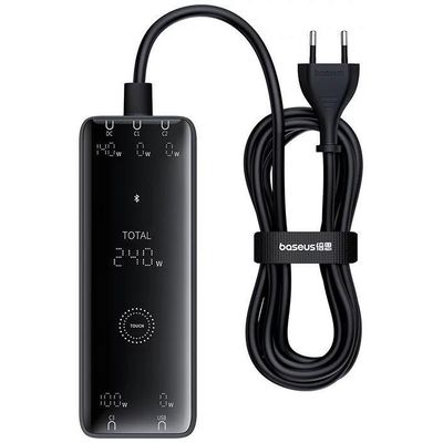 Nabíjecí stanice Baseus GaN Digital 240W 3xUSB-C, 1xUSB, 1xDC černá