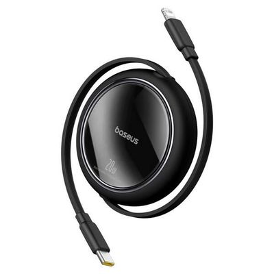 Navíjecí kabel Baseus Free2Pull USB-C/Lightning s nastavitelnou délkou až 1m 20W černý