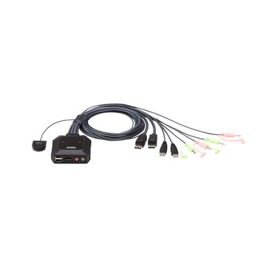 ATEN 2-port DisplayPort KVM s kabelovým přepínačem, audio