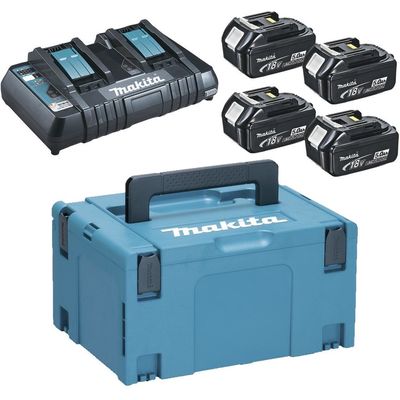 Makita 197626-8 sada Li-ion LXT 18V 4ksBL1850B+1ksDvojnabíječkaDC18RD+1ksMakpac