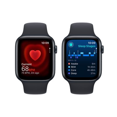 Apple Watch SE 44mm Temně inkoustový hliník s temně inkoustovým sportovním řemínkem - S/M - rozbalené / použité