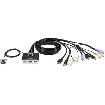 ATEN 2-port HDMI KVM USB2.0 mini, audio, 1.2m kabely, DO