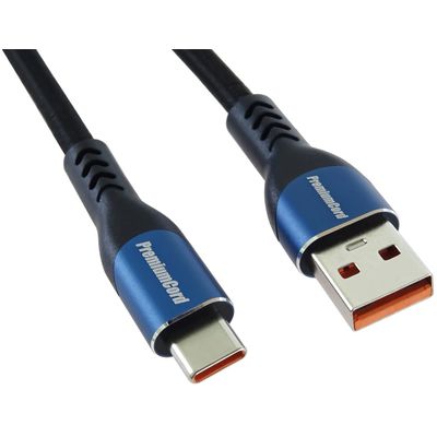 PremiumCord Super fast charging 5A kabel USB-C - USB 2.0 A bavlněný oplet 1m