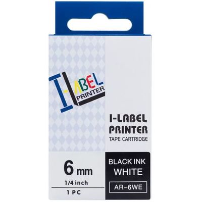 PRINTLINE kompatibilní páska s Casio, XR-6WE1, 6mm, 8m, černý tisk/bílý podklad