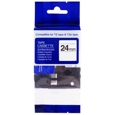 PRINTLINE kompatibilní páska s Brother HSe-251, 24mm, černý tisk/ bílý podklad, bužírka