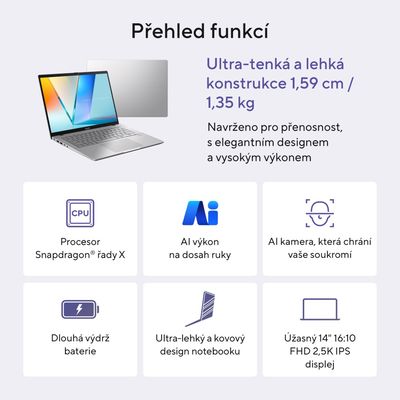 ASUS Vivobook S14 S3407QA-KP014W Matte Gray kovový
