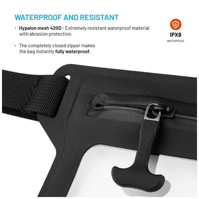 Voděodolné pouzdro FIXED Dry Belt okolo pasu z hypalonu s certifikací IPX8, černé