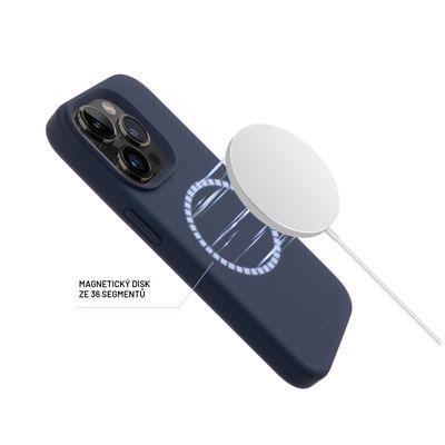 Zadní kryt FIXED MagFlow s podporou MagSafe pro Apple iPhone 16e, modrý