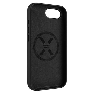 Kožený zadní kryt FIXED MagLeather s podporou MagSafe pro Apple iPhone 16e, černý