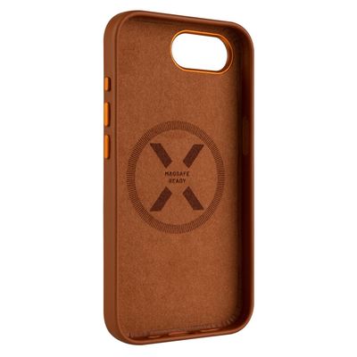 Kožený zadní kryt FIXED MagLeather s podporou MagSafe pro Apple iPhone 16e, hnědý