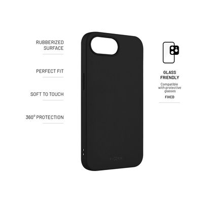 Zadní pogumovaný kryt FIXED Story pro Apple iPhone 16e, černý