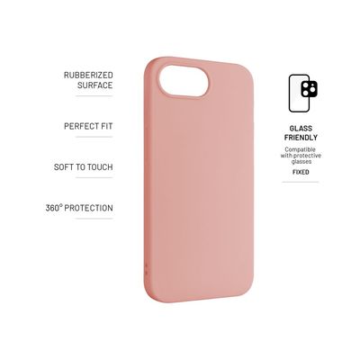 Zadní pogumovaný kryt FIXED Story pro Apple iPhone 16e, růžový