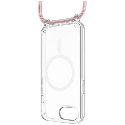 Pouzdro FIXED MagPure Neck s růžovou šňůrkou na krk pro Apple iPhone 16e