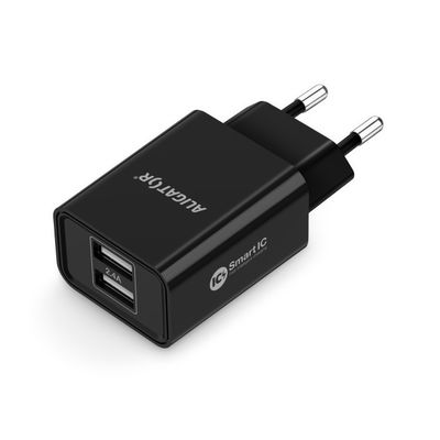 ALIGATOR síťová nabíječka s 2xUSB výstupem, 2,4A, smart IC, černá