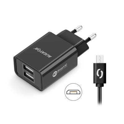 ALIGATOR síťová nabíječka MicroUSB 2xUSB výst. 2,4A, smart IC, černá