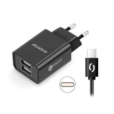 ALIGATOR síťová nabíječka USB-C 2xUSB výstup, 2,4A, smart IC, černá