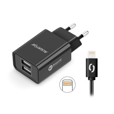 ALIGATOR síťová nabíječka iPhone/iPad 2xUSB výst.2,4A, smart IC,černá