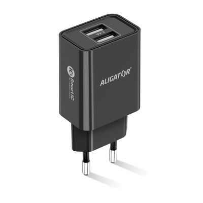 ALIGATOR síťová nabíječka iPhone/iPad 2xUSB výst.2,4A, smart IC,černá
