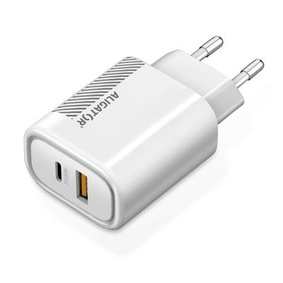 Rychlá nabíječka Aligator PD 20W USB-C + USB, bílá