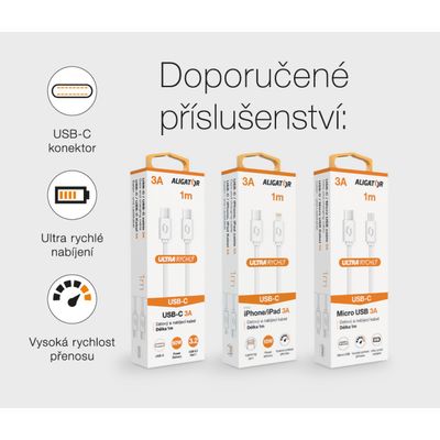 Rychlá nabíječka Aligator PD 20W USB-C + USB, bílá