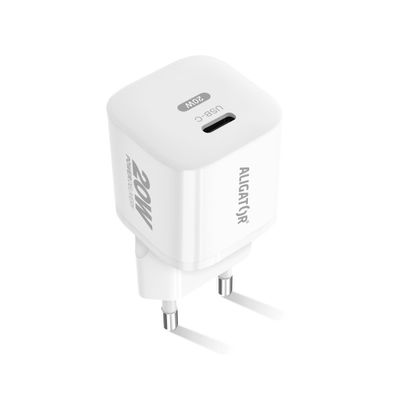 Rychlá nabíječka ALIGATOR Mini, PD 20W USB-C, bílá