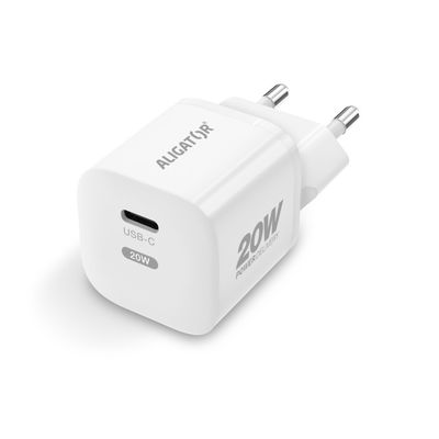 Rychlá nabíječka ALIGATOR Mini, PD 20W, USB-C/Lightning kabel, bílá