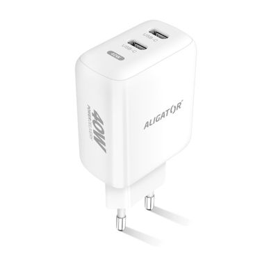 Rychlá nabíječka ALIGATOR, PD 40W 2xUSB-C, bílá