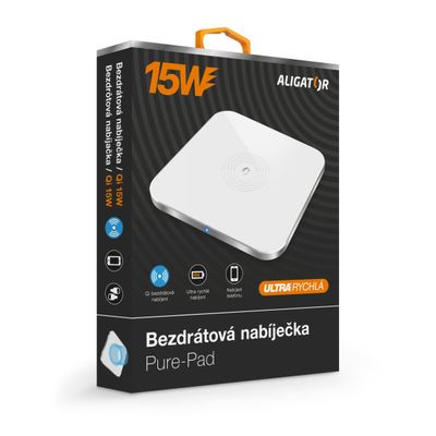 Bezdrátová nabíječka Aligator PREMIUM 15W, bílá