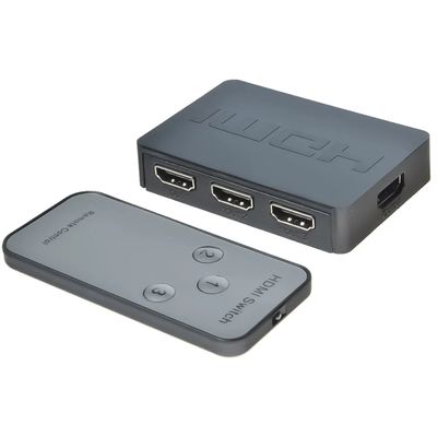 HDMI switch 3:1 plastový s dálkovým ovladačem - rozbalené / použité