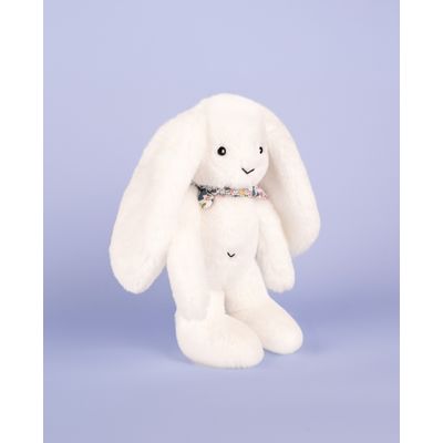 Doudou Plyšový králíček s šátkem bílý 35 cm