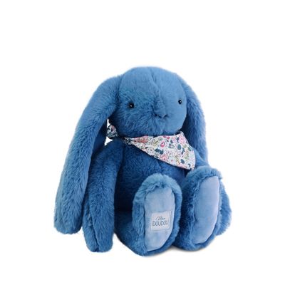 Doudou Plyšový králíček s šátkem modrý 35 cm