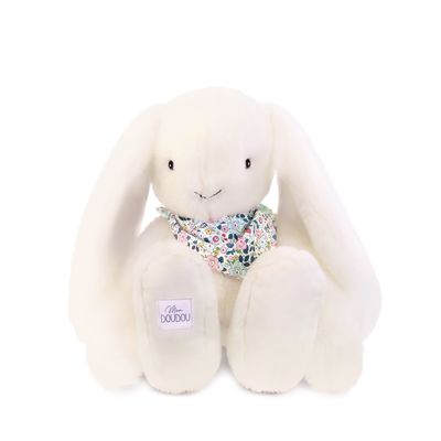 Doudou Plyšový králík XXL s šátkem bílý 50 cm
