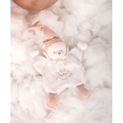Doudou Dárková sada Plyšový muchláček medvídek s čepičkou růžový 25 cm