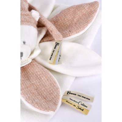 Doudou Dárková sada Plyšový muchláček medvídek s čepičkou 25 cm růžový