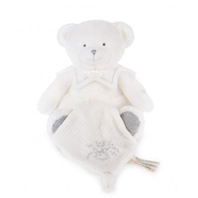 Doudou Dárková sada Plyšový medvídek s dečkou 30 cm šedý