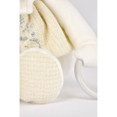 Doudou Dárková sada Plyšový lední medvídek s kroužkem 30 cm béžový